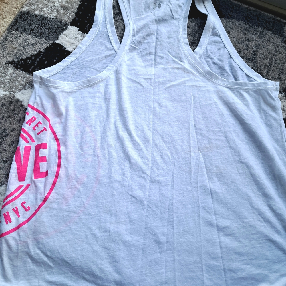 Victoria's Secret White and Pink Women's Tank Top Size L - Picture 2 of 7